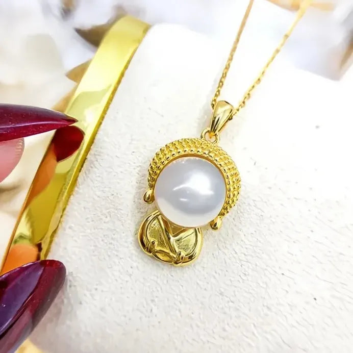 Copper Alloy Buddha Pendant Necklace for Women with Pearl Fashion Jewelry