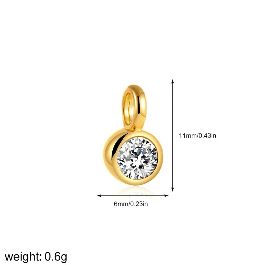 Multicolor Crystal 12 Month Birthstone Pendant Charm for Women Stainless Steel Gold Jewelry