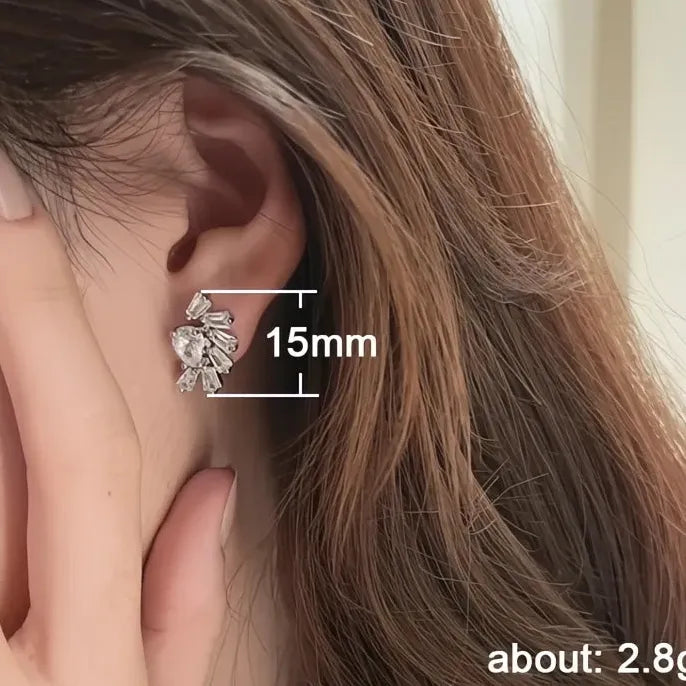 Waterdrop Geometric Cubic Zirconia Brass Stud Earrings for Women Gift