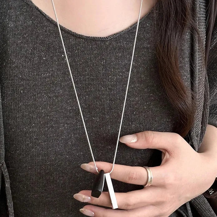 Adjustable Stainless Steel Geometric Wooden Pendant Necklace for Women Gift 2026