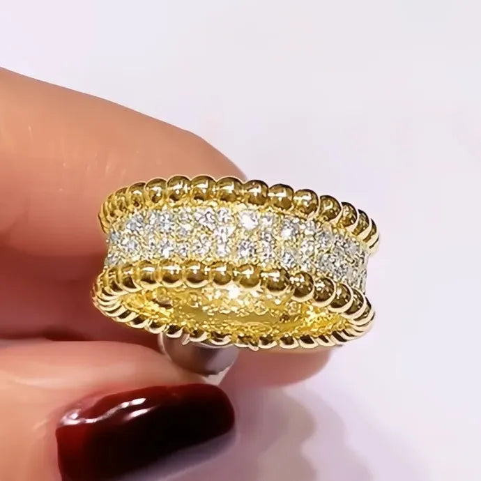 Bling Bling Geometric Brass Promise Rings for Women Wedding Bands with CZ Stones