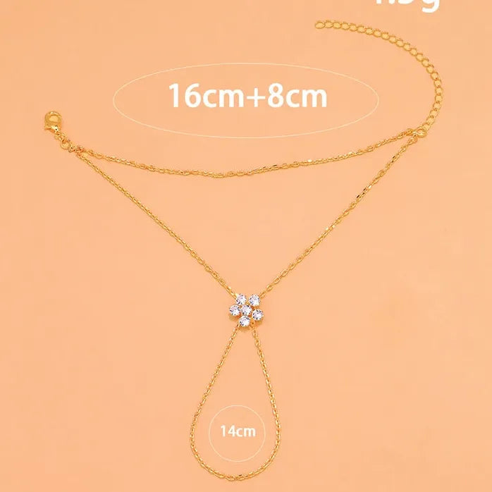 Minimalist Flower Zircon Bracelet for Women Gold Metal Double-Layer Chain Jewelry Charm