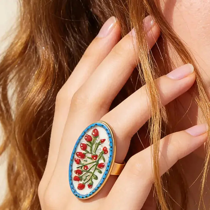 French Style Retro Adjustable Plant Ring Women Jewelry Gift Vintage Charm
