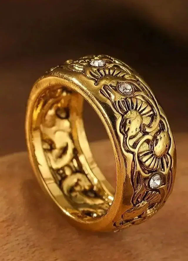 Vintage Zinc Alloy Wedding Ring Micro Paved Cubic Zirconia Female Engagement Jewelry