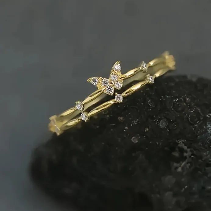 Geometric Butterfly Wedding Band for Women Bridal Statement Jewelry