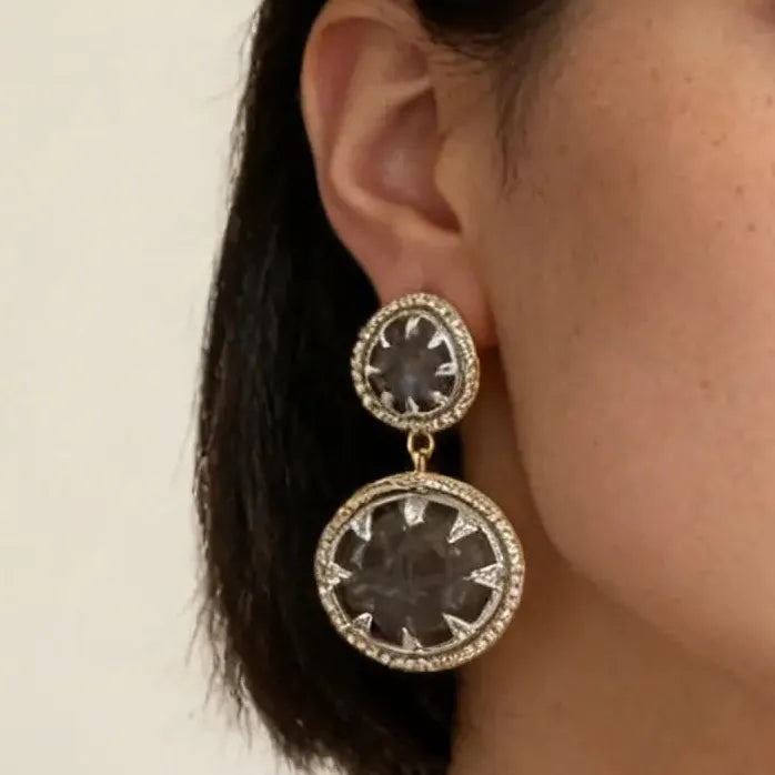Vintage Geometric Double-Layer Round Drop Earrings for Women Stylish Jewelry