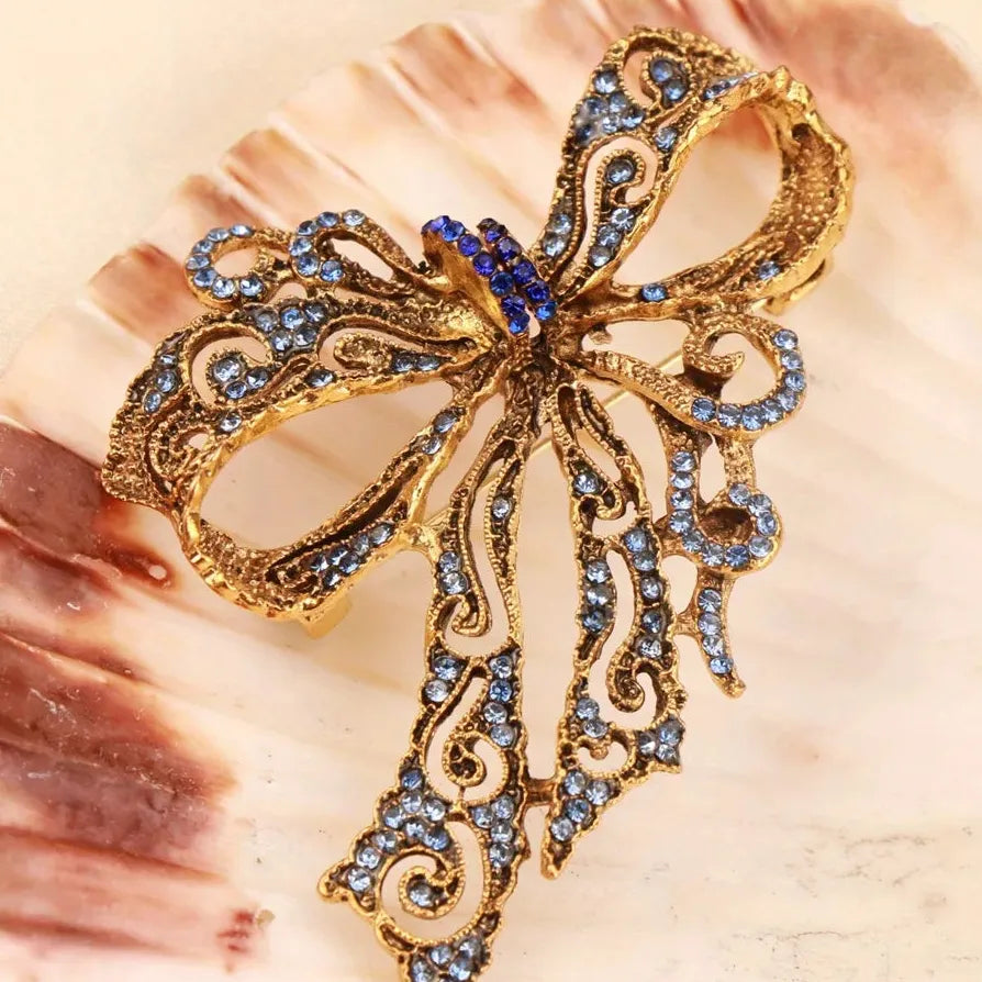 Luxury Bow Brooch Pin Classic Style Jewelry Gift for Women Men