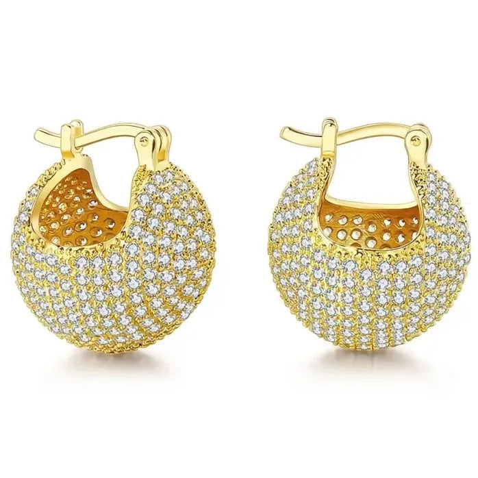 Luxury Geometric Hoop Earrings Fully Inlaid Zirconia Copper Alloy Jewelry