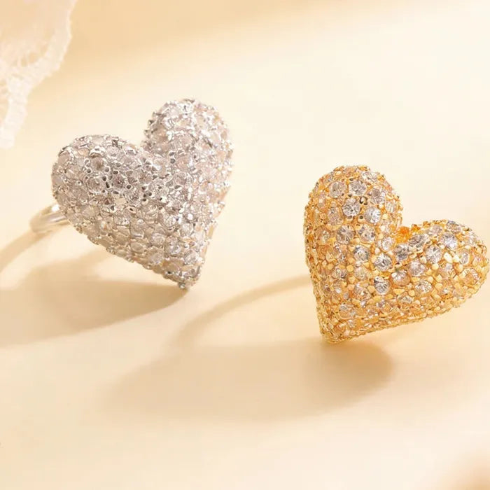 Adjustable Zircon Heart Clip Earrings for Women Vintage Zinc Alloy Gift