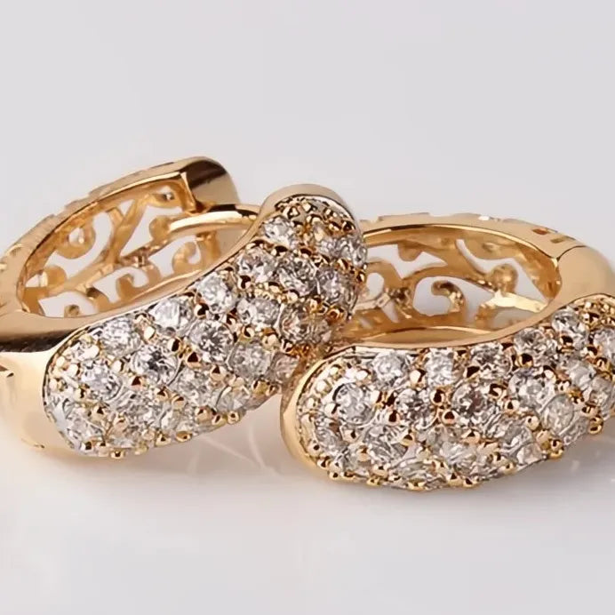 Geometric Hollow Hoop Earrings with Sparkling Cubic Zirconia for Women