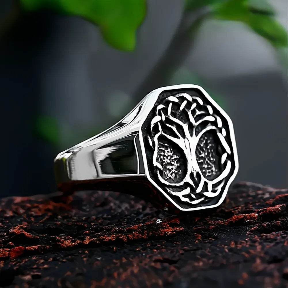 Viking Tree of Life Ring – Stainless Steel Yggdrasil Nordic Mythology Ring