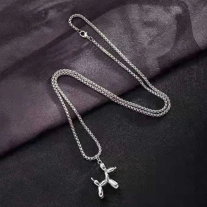 Puzzle Couple Necklace Stainless Steel Pendant Long Chain Unisex Jewelry