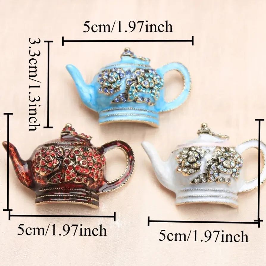 Luxury Beauty Teapot Brooch Pin Classic Style Gift for Women Men