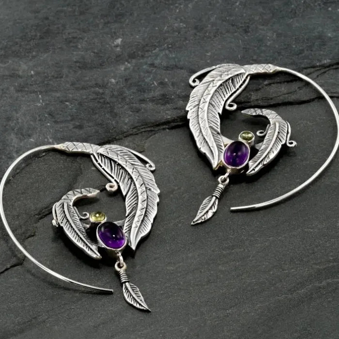 Bohemian Feather Drop Earrings Zinc Alloy Hip Hop Jewelry for Men Women