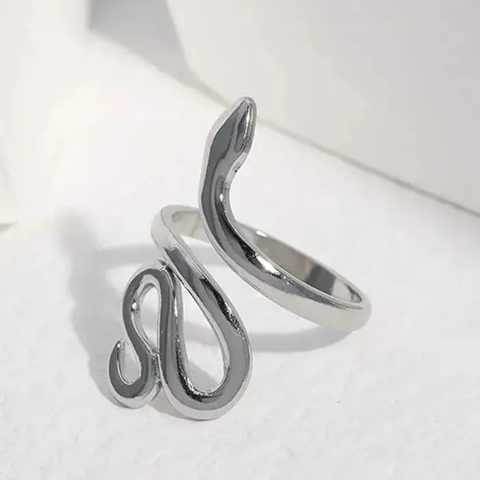 Adjustable Stainless Steel Gold Snake Ring Vintage Gothic Punk Jewelry Party