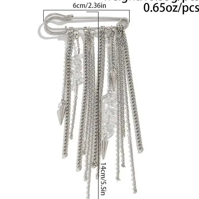 Retro Zinc Alloy Geometric Chain Fringe Brooch Pin Punk Jewelry