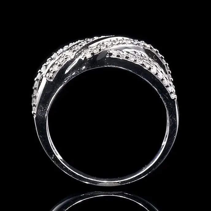 Geometric Design Women’s Fashion Cocktail Ring Silver Color Brass Cubic Zirconia Party Jewelry