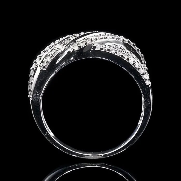 Modern Geometric Cubic Zirconia Brass Wedding Ring for Women