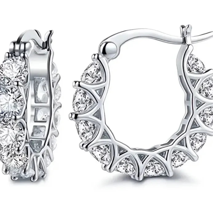 Women’s Geometric Hoop Earrings with Cubic Zirconia for Daily & Wedding