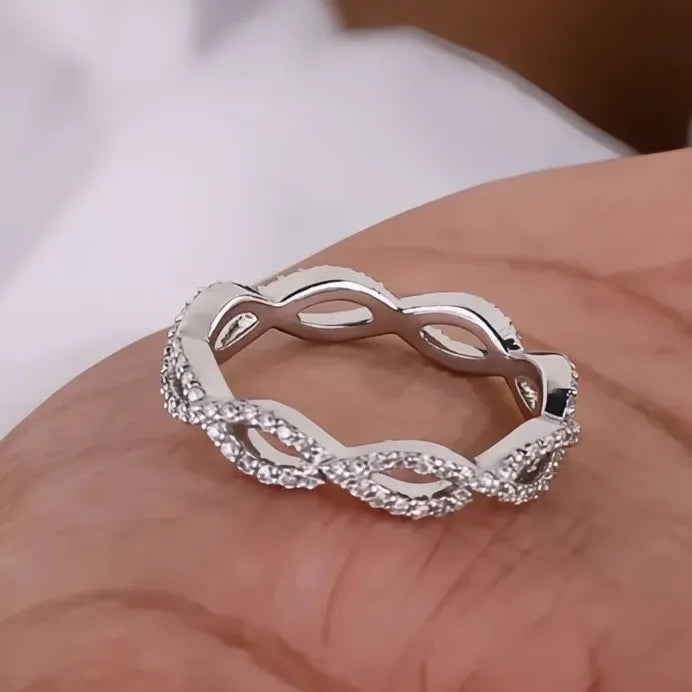 Elegant Twisty Hollow Cubic Zirconia Rings for Women Party Jewelry