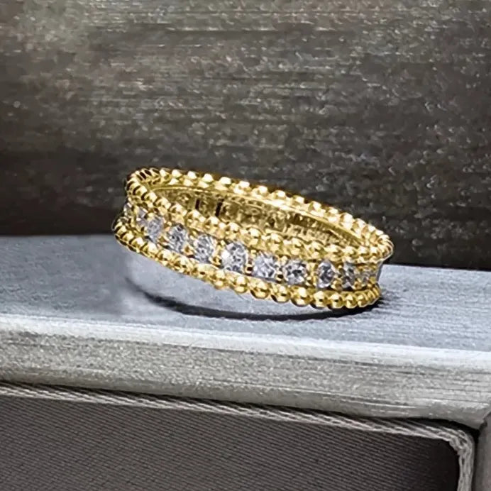 Geometric Pave CZ Rings Silver Gold Wedding Engagement Anniversary Gift