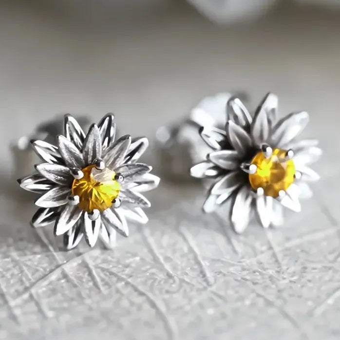 Geometric Cubic Zirconia Stud Earrings Brass Alloy White Gold Jewelry Gift