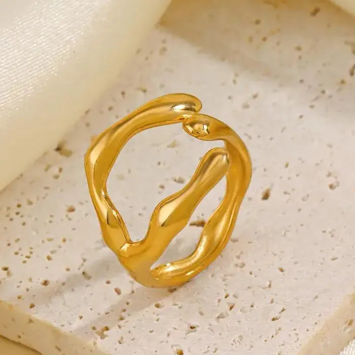 2024 Trendy Stainless Steel Irregular Opening Geometric Ring for Women