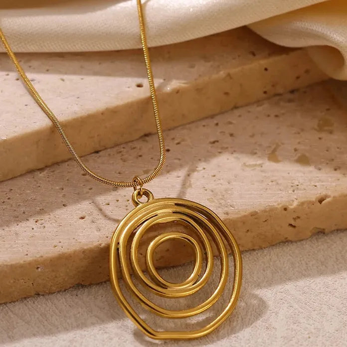Stainless Steel Spiral Round Geometric Necklace Gold Choker for Women Girls