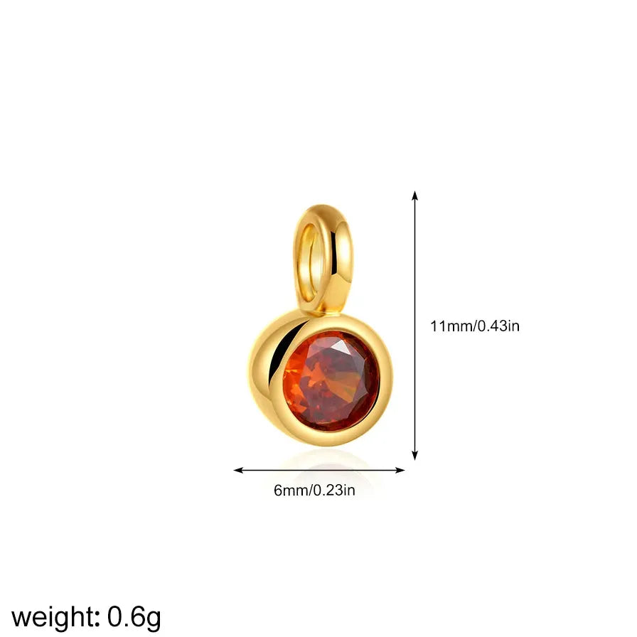 Multicolor Crystal 12 Month Birthstone Pendant Charm for Women Stainless Steel Gold Jewelry