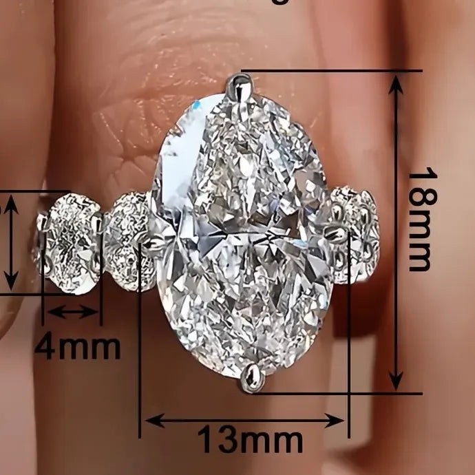 Sparkling Oval CZ Geometric Brass Women’s Wedding Party Ring Jewelry