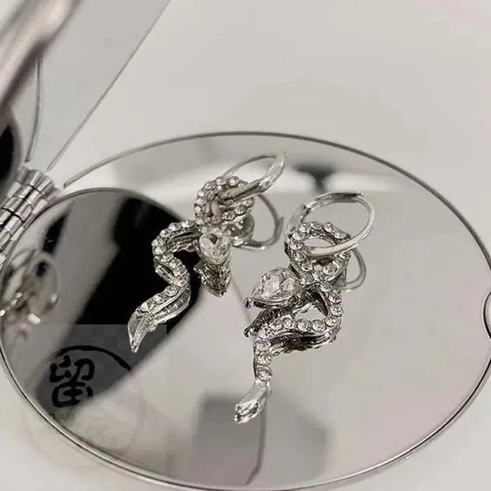 Vintage Wrapped Snake Crystal Drop Earrings for Women Animal Jewelry Gifts