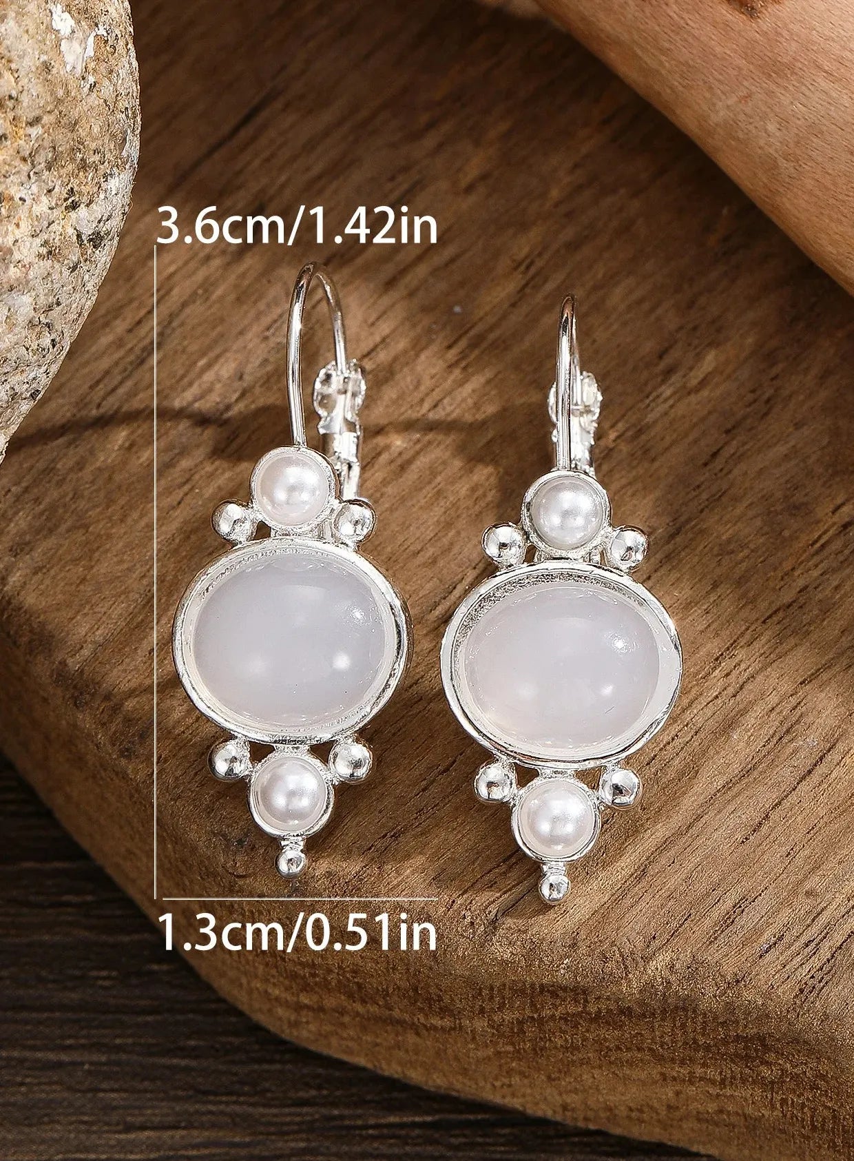 Silver Water Drop Dangle Earrings with Natural Stone for Women Bridal Wedding Gift
