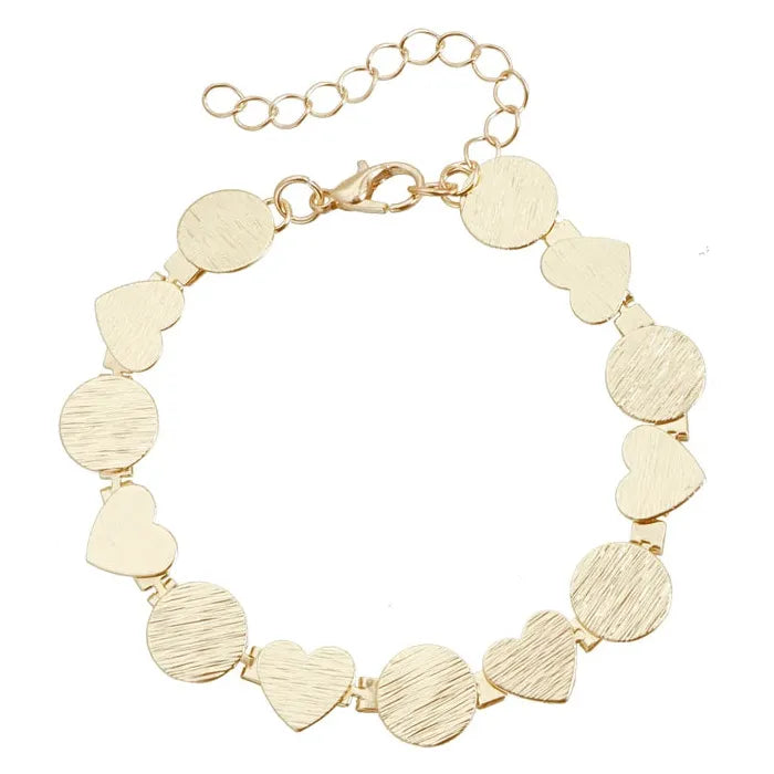Heart and Geometric Zinc Alloy Necklace Bracelet Earrings Set for Women