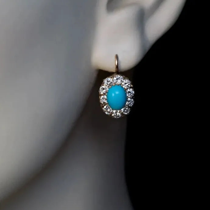 Blue Teardrop Drop Earrings with Crystal Pendant Cubic Zirconia Jewelry for Women