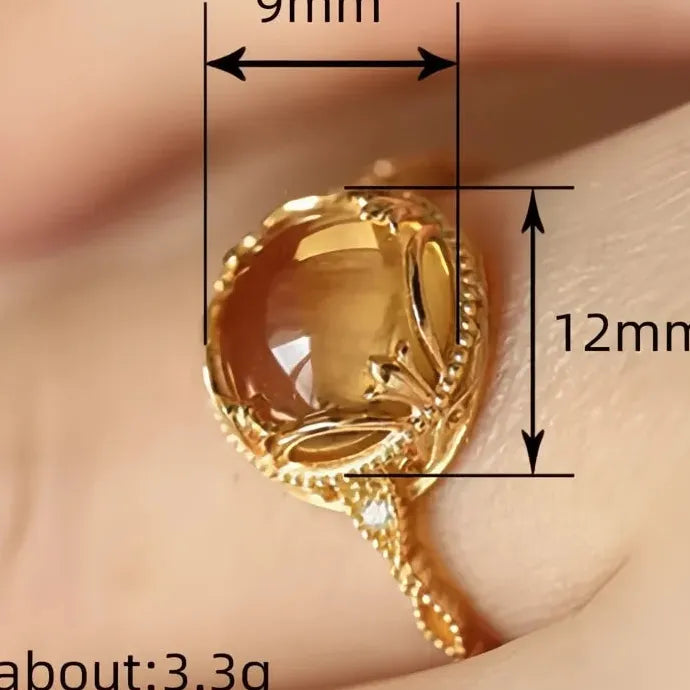 Yellow Imitation Opal Geometric Wedding Band Ring Brass Cubic Zirconia Gift