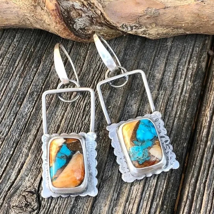 Vintage Bohemian Resin Drop Earrings Zinc Alloy Jewelry for Men & Women Gift