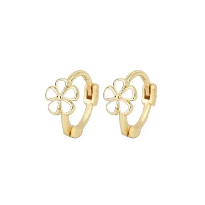 White Flower Hoop Earrings for Women Copper Alloy Wedding Jewelry