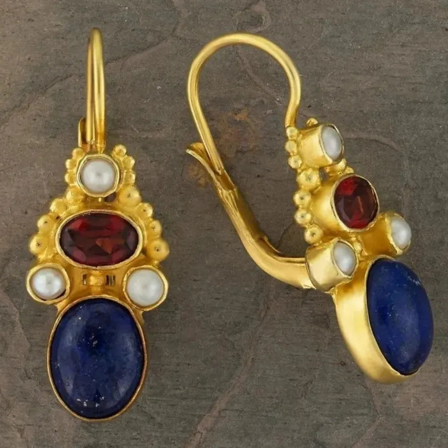 Vintage Drop Earrings Zinc Alloy Synthetic Gem Statement Jewelry for Women