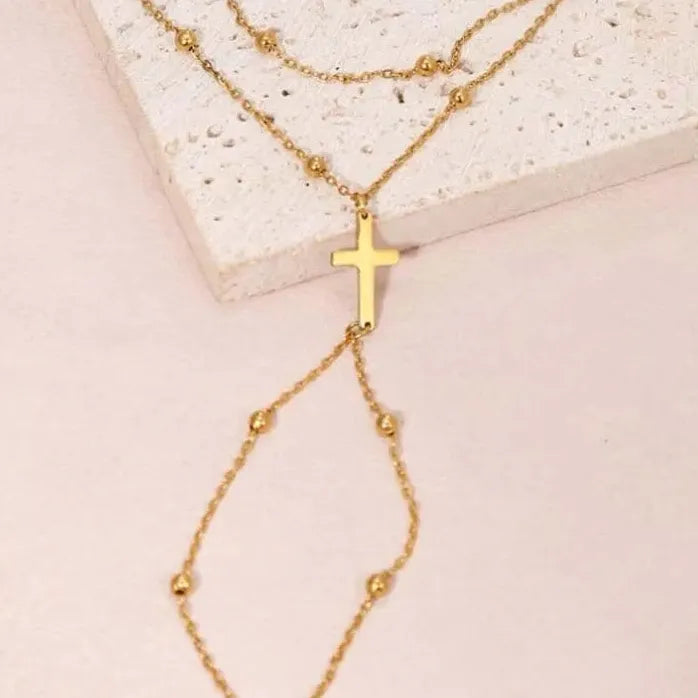 Metal Double Layer Cross Bracelet for Women Adjustable Fashion Jewelry