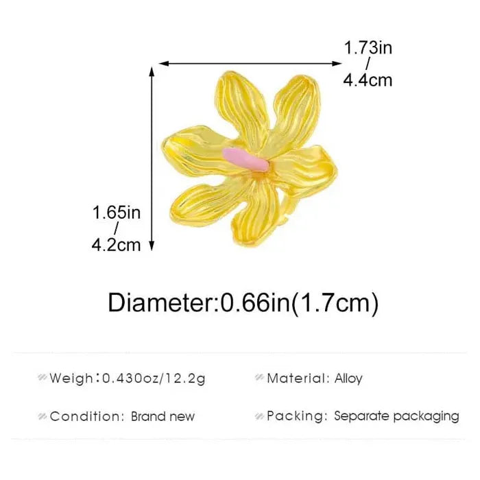 Adjustable Colorful Flower Geometric Ring for Women Stylish Fashion Jewelry