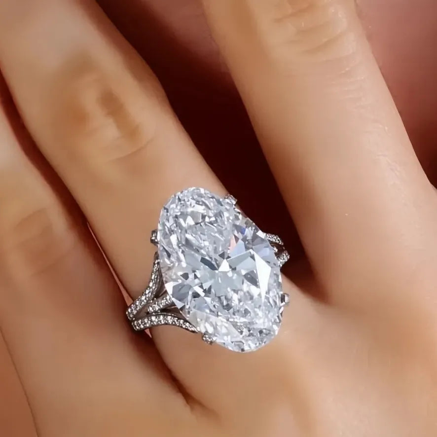 Big Crystal Oval Cubic Zirconia Wedding Ring for Women Silver Color Fashion Elegant Engagement Band Jewelry Gift