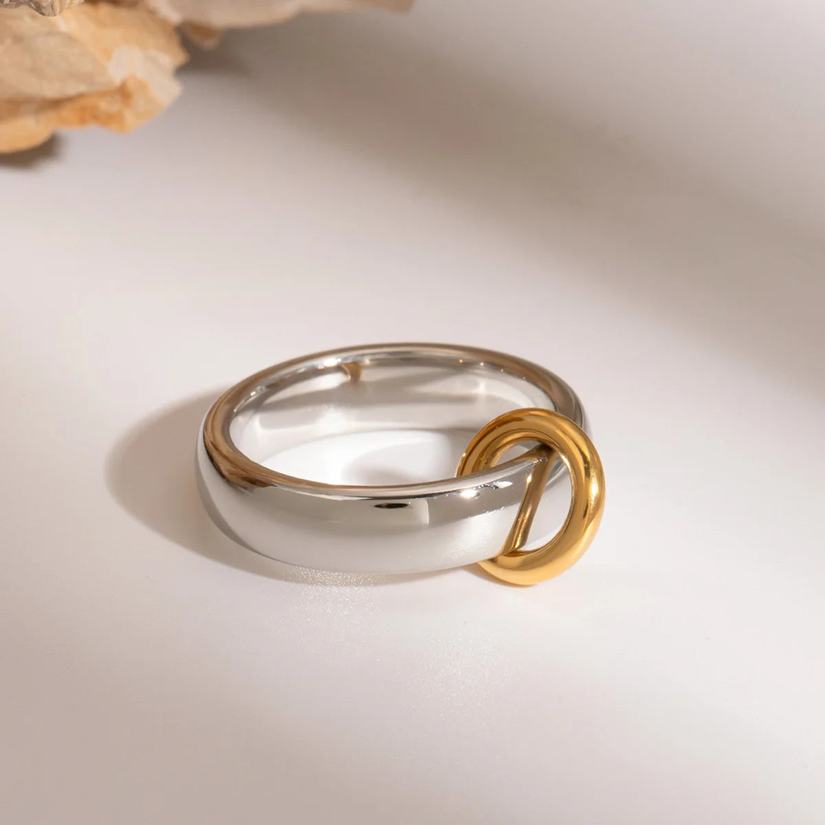 Punk Gold Silver Colorblock Stainless Steel Knuckle Ring Waterproof Wedding Jewelry