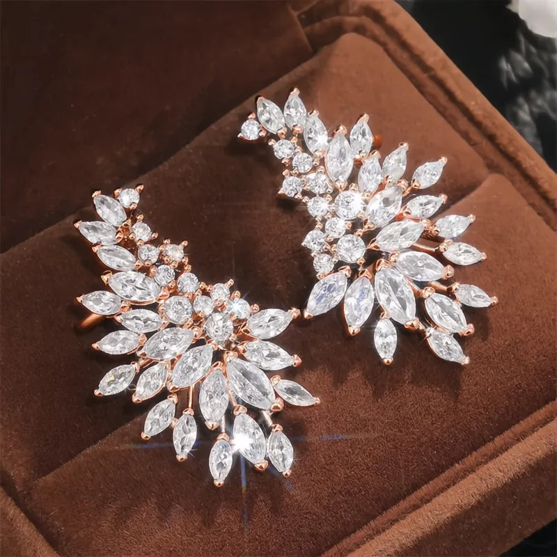 Sparkling Cubic Zirconia Stud Earrings for Women Wedding Party Fashion Jewelry Accessories