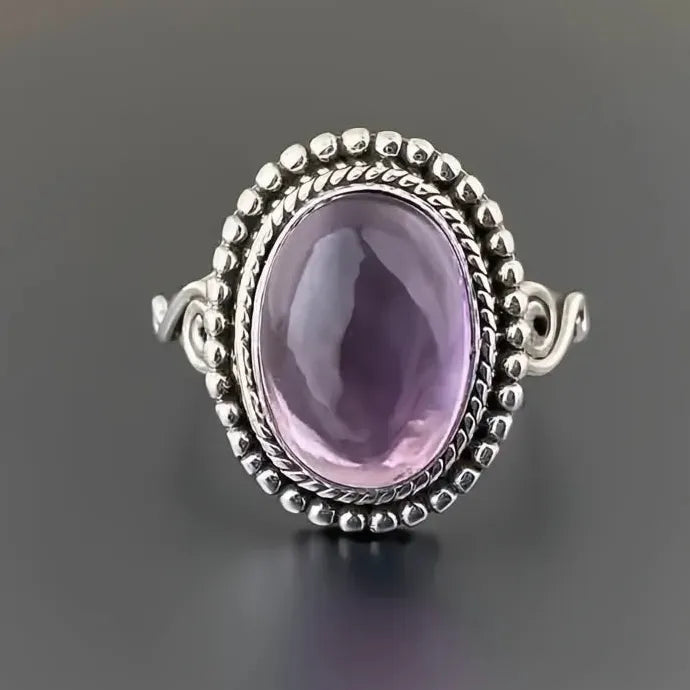 Vintage Silver Brass Engagement Ring for Women with Shining CZ & Geometric Design