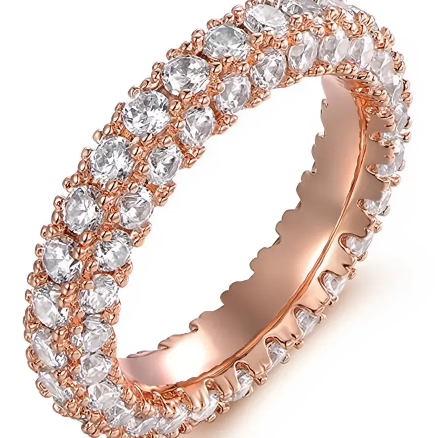 Luxury Promise Women's Cubic Zirconia Brass Micro Paved Wedding Engagement Ring