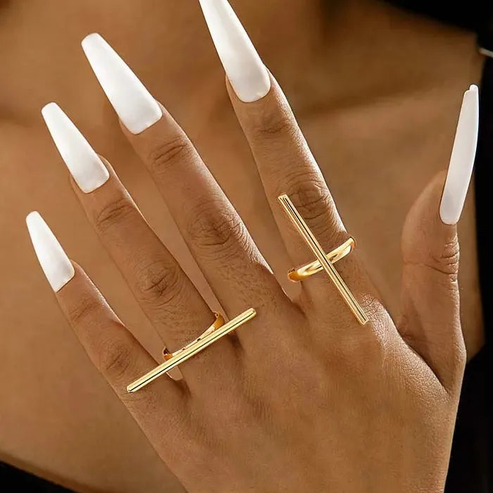 Adjustable Geometric Open Rings for Women Punk Hip Hop Fashion Jewelry