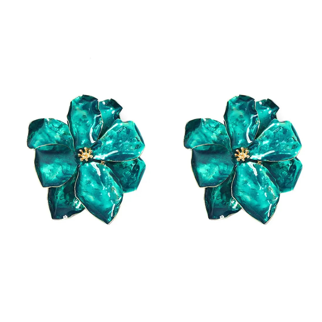 Vintage Plant Petal Drop Earrings for Women Colorful Fashion Jewelry