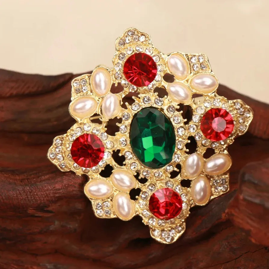 Vintage Openwork Floral Cross Brooch for Women Classic Style Accessory