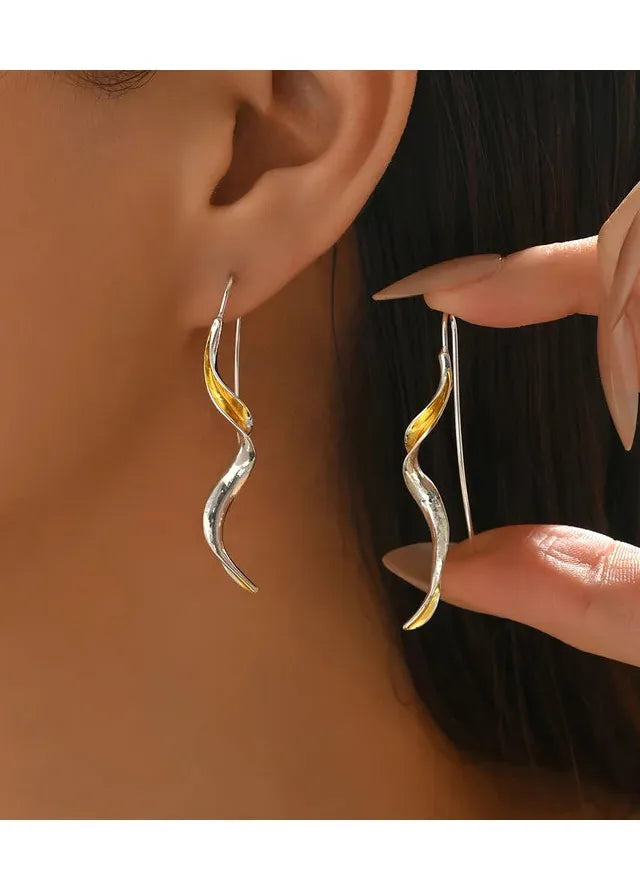 Minimalist Zinc Alloy Metal Geometric Long Earrings for Women Wedding Party Jewelry
