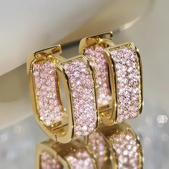 Bling Bling Cubic Zirconia Hoop Earrings for Women Luxury Gold Silver Fashion Jewelry